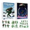 Winter Party Zubehör Grüne Soldaten Adventskalender, 24 Tage Countdown Kalender mit Stück 2D Flachen Acryl-Anhängern für Kinder, Erwachsene,