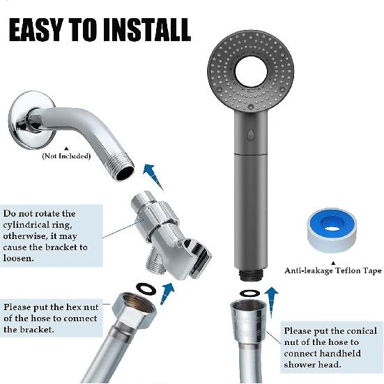 High Pressure Shower Head, Filtered Shower Head with Handheld, Multiple Spray Modes with Pause Switch Water Saving Filter Showerhead,Showerhead Set,