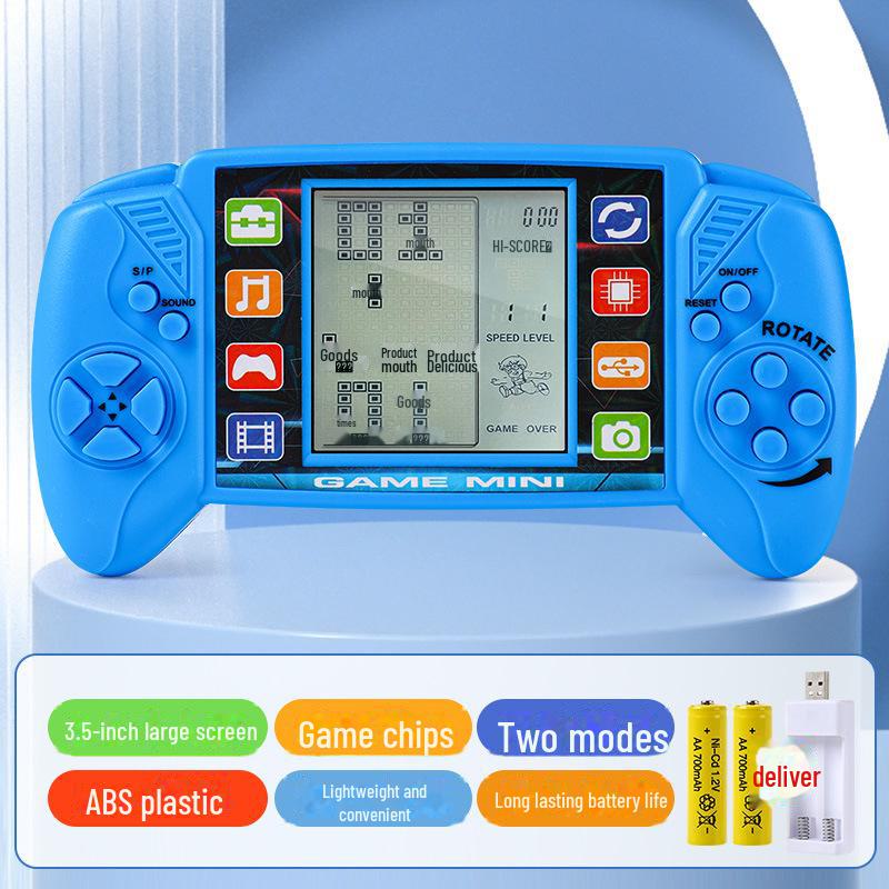 Consolă de jocuri portabilă Tetris nostalgică clasică cu ecran mare - jucărie educațională creativă pentru copii