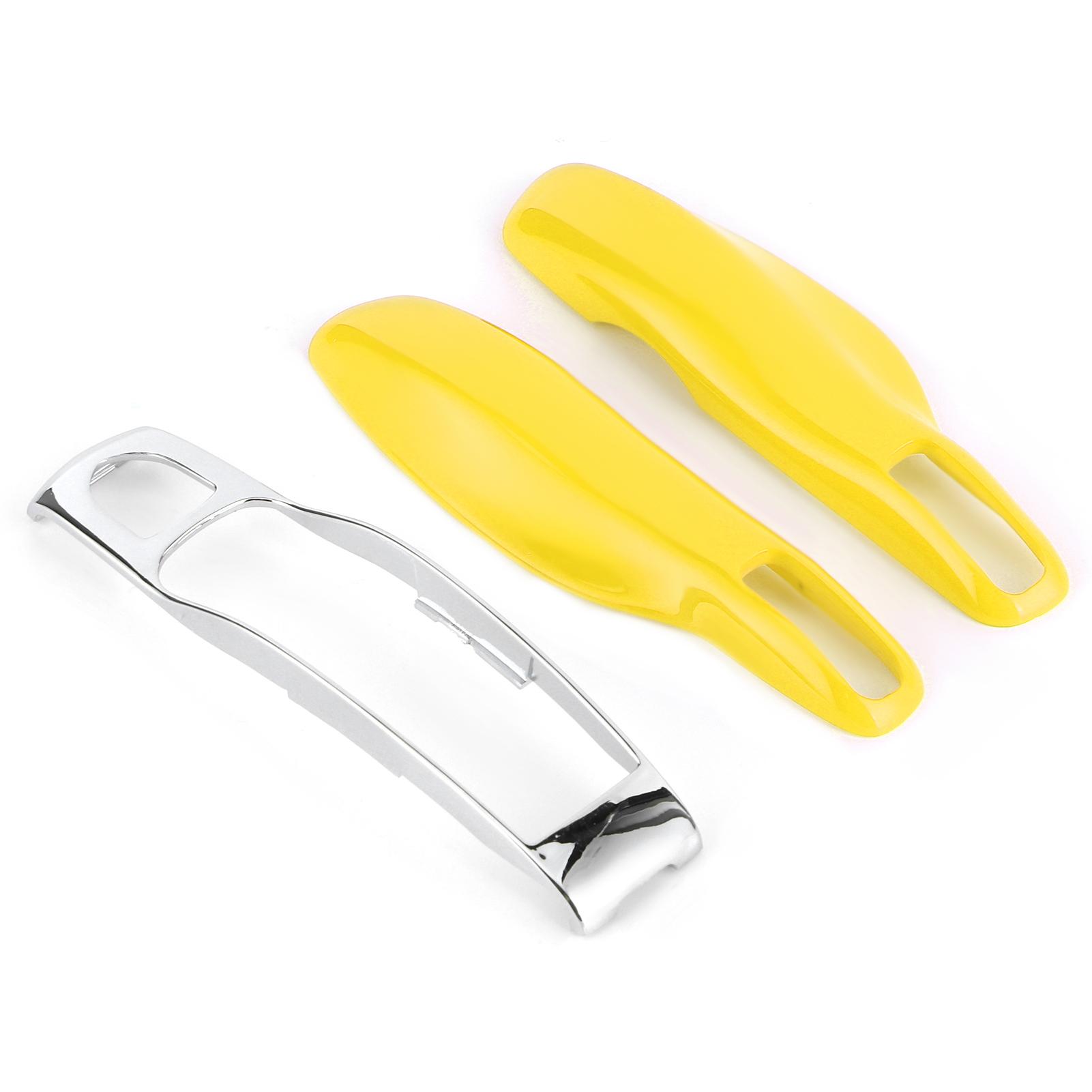 3pcs Remote Key Fob Cover Trim  ive Case Fit for        (Yellow Silver )