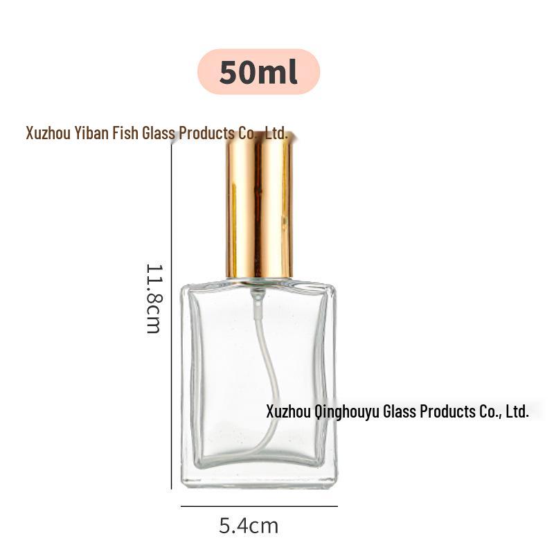 Transparent Glass Perfume Bottle Set: 30ml & 50ml Flat Square Spray Bottles