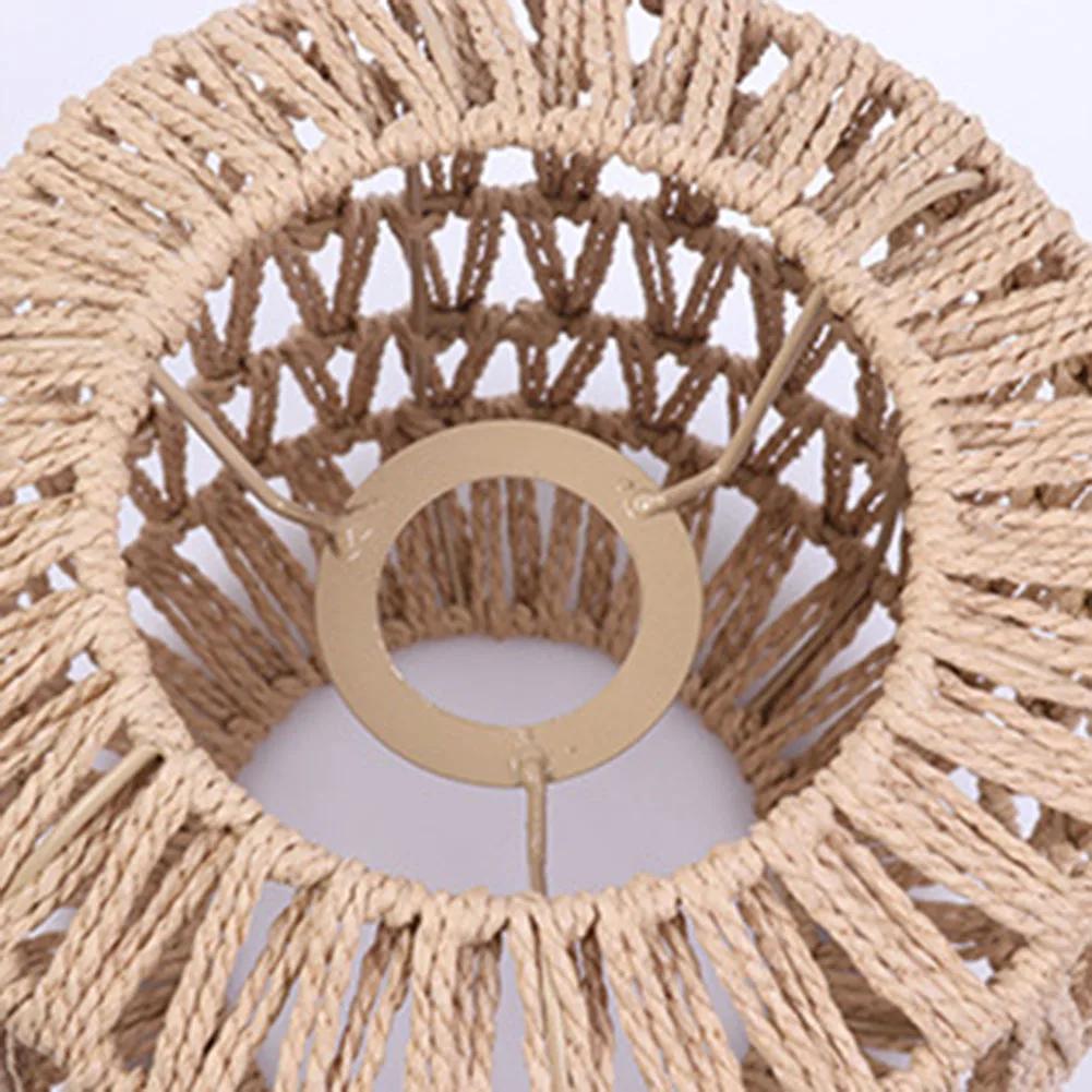 Handmade Woven Simulated Rattan Hanging Lampshade for Rustic Vintage Home Decor Living Room Bedroom Restaurant