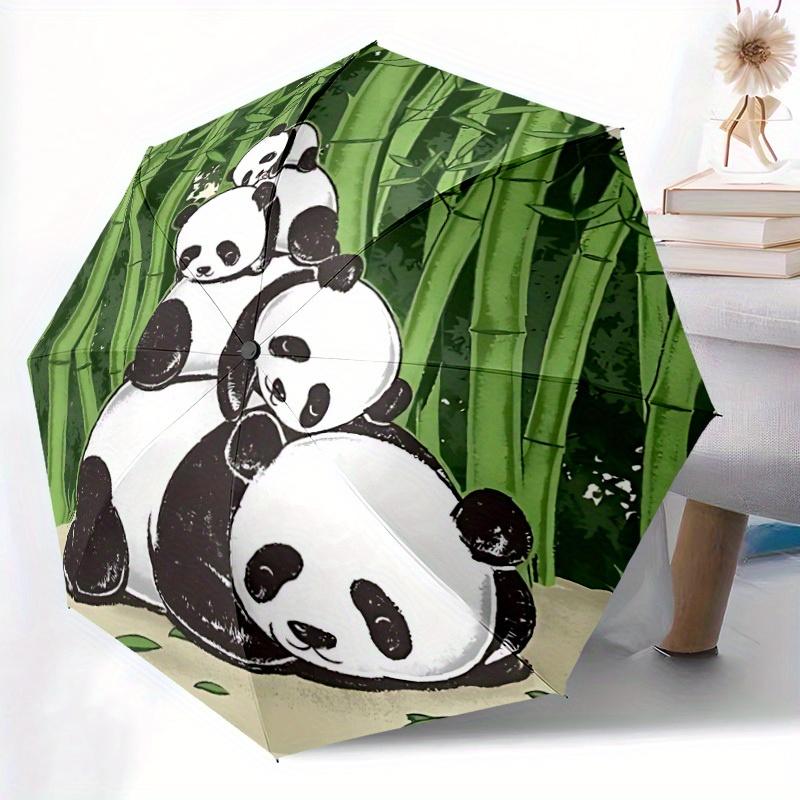 1 Stück Panda-Familie Automatisches Öffnen/Schließen, Ganzjahres-Tragbarer Faltregenschirm für Damen & Herren, Reisen, Alltag, Formelle Anlässe - Kompakter Luxus-Sonnenschirm, Outd