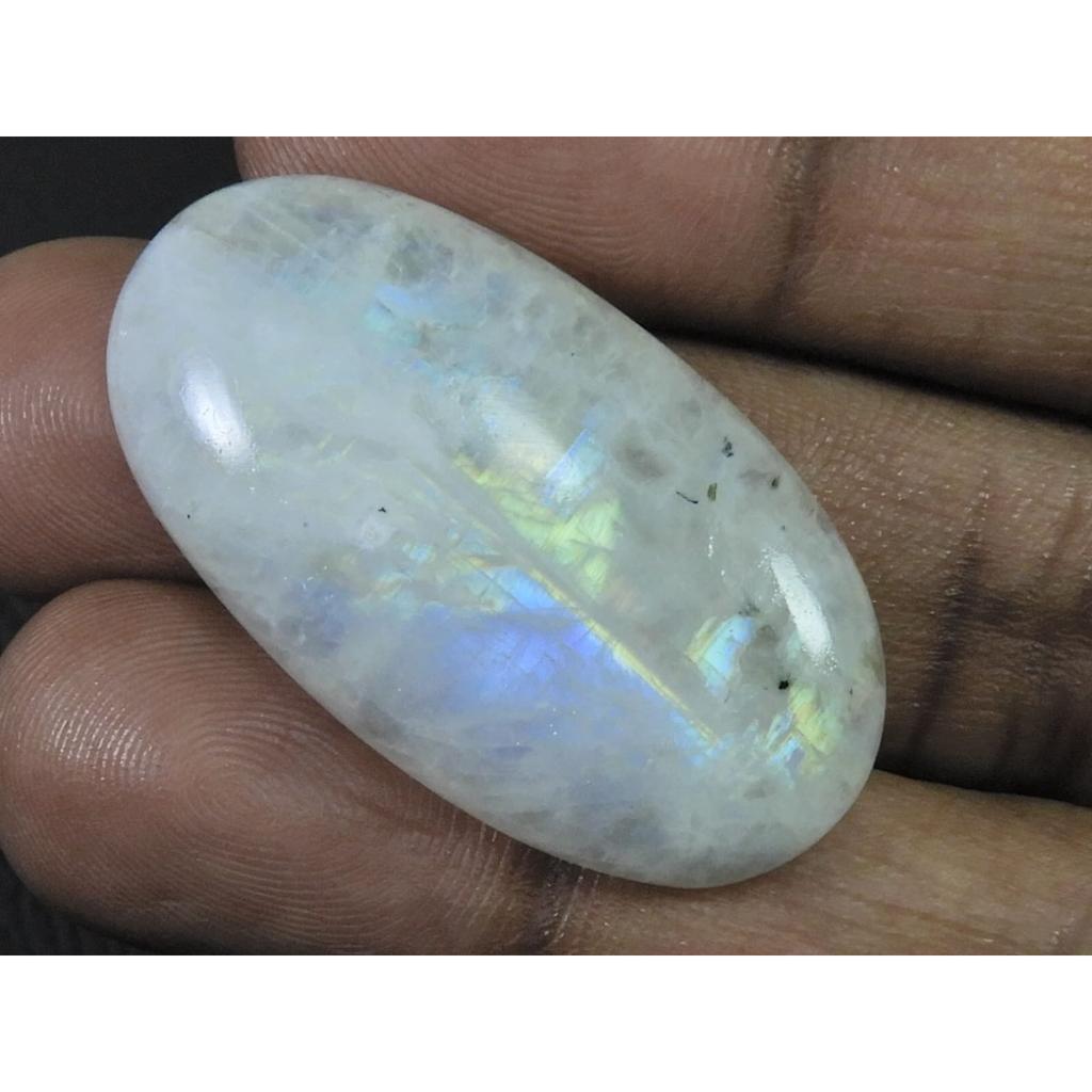 21X32X07 MM Natural Rainbow Moonstone Oval Cabochon Loose Gemstone 52Cts. C-1608