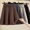 Skater Skirt Solid Color High Waist Women A-Line Skirt Large Hem Design Autumn Winter Mini Skirt Daily Wear