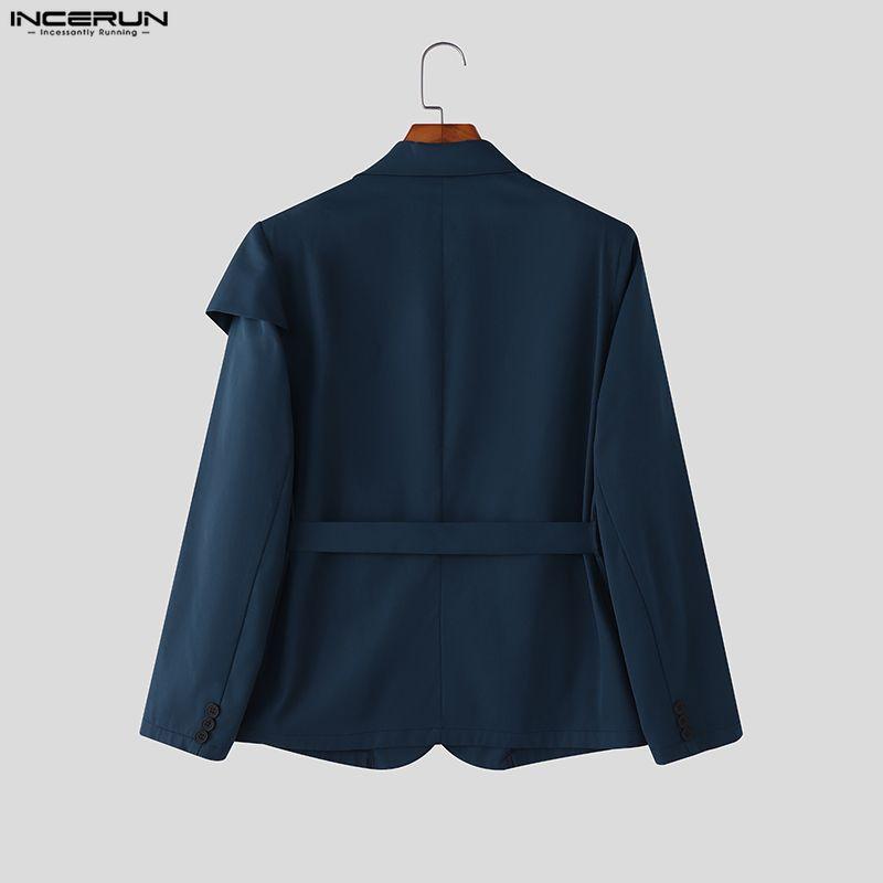 INCERUN Men Lapel Long Sleeve Front Cross Casual Loose Blazer Coats