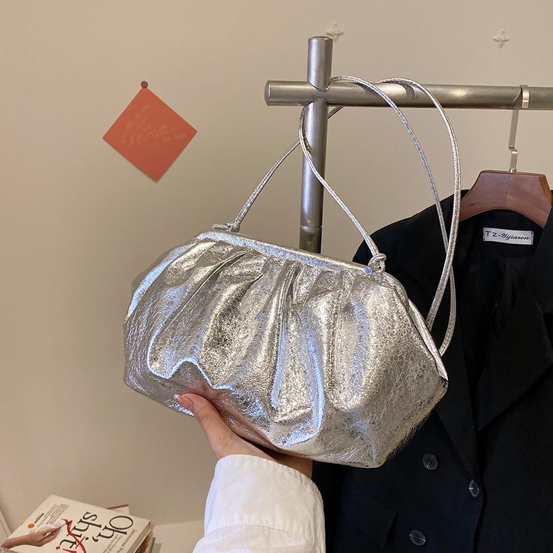 Golden Evening Clutch Bags for Women Wedding Dinner Party Crossbody Cloud Bag New Luxury Designer Purses and Handbags