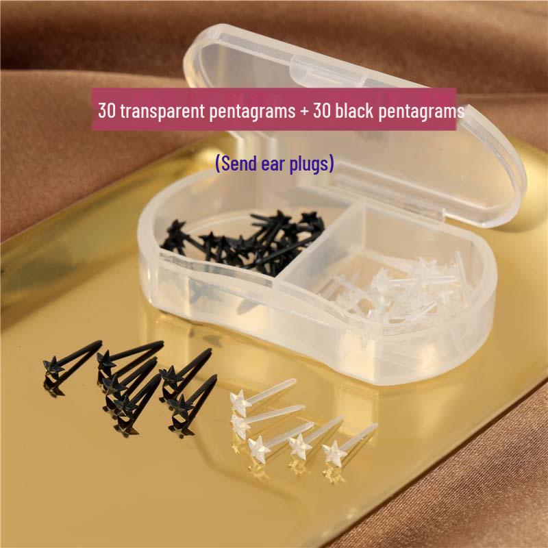 Transparent Ear Piercing Studs with Backs, 2-Compartment Box for Healing Women’s Earrings, Plastic Sticks