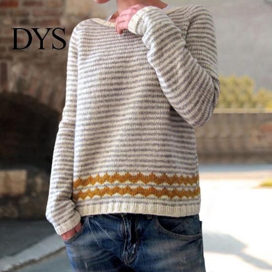 Women Jumper Winter Knitted Crew Neck Long Sleeve Color Comfortable Block Loose Fit Sweater Breathable Warm Pullover Knitwear