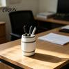 Stable Desk Storage Wine Barrel Shaped Organizer, 3D Printed Vintage Pen Holder, Large Capacity Desktop Organizer Pot with Solid Base, Practical