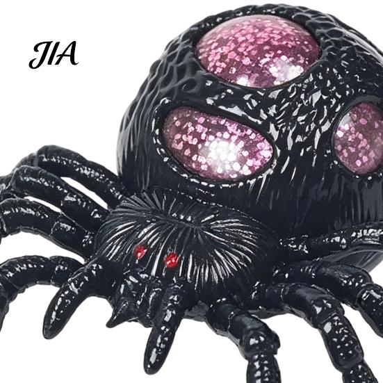 Anxiety Relief Gadget 1/4Pcs Halloween Glitter Spider Squeeze Toy, Stress Realistic Scary TPR Ball Party Fake Prank Toy Decoration Sensory Tools