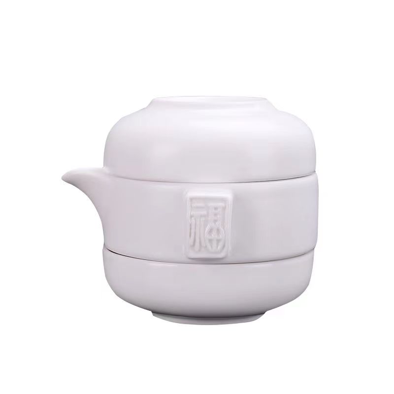 

High Quality White Porcelain Travel Tea Set 1 Teapot 2 Teacups Outdoor Teaware Cups Puer Tea Cups and Saucer Sets Coffee Cup Set