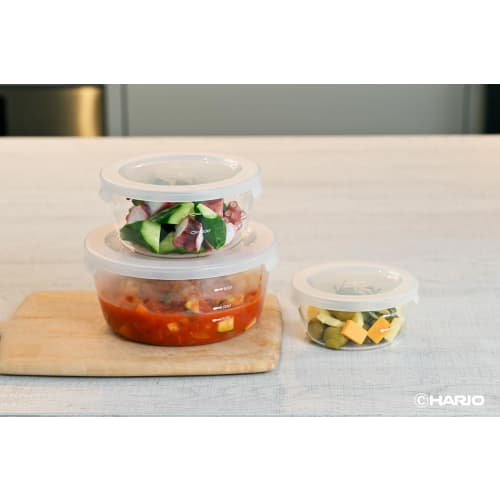 Hario heat-resistant glass storage container round 300ml MST-30-TW set of 6