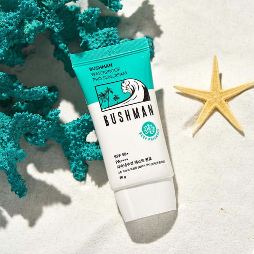 BUSHMAN Waterproof Sunscreen 50g SPF50+ PA++++, Coral Reef Friendly, Product Development with Surfers, Wakeboarders, and Divers, Used by Athletes