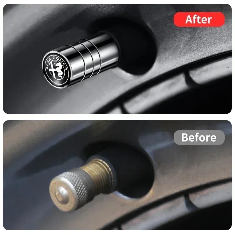 4Pcs Car Styling Wheel Tires Bolt-in Valve Caps Badge For Alfa Romeo 159 147 156 166 Giulietta Giulia Mito Stelvio Brera Spider