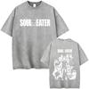 Washed Vintage Anime Soul Eater Maka Albarn Soul Evans Graphic Tshirt Mens Retro Manga T Shirts Men Cotton Oversized Tshirts