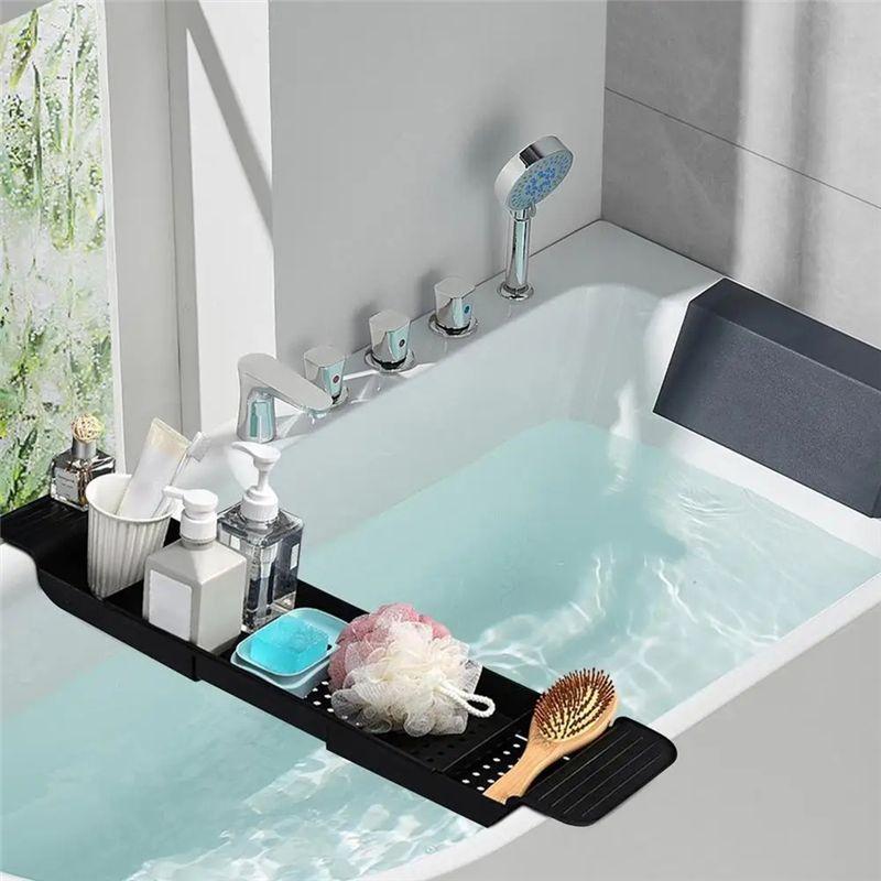 M-Modern-Bath Tub Tray Extendable Draining Bath Tray Space-Saving Household Bathtub Shelf Small Storage Tray For Towels Glasses