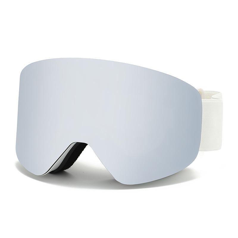 Magnetic ski goggles with cylindrical double-layer anti-fog protection for children and adults, large spherical ski goggles compatible with