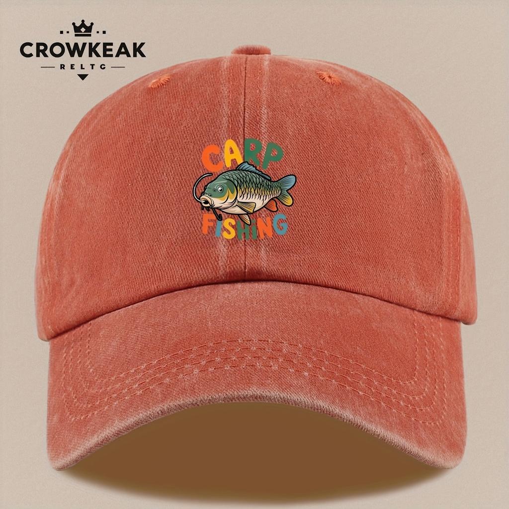 pc Carp Fishing Graphic Baseball Cap for Men Women Adjustable Lightweight Breathable Dad Hat with Vibrant Fish Print Outdo