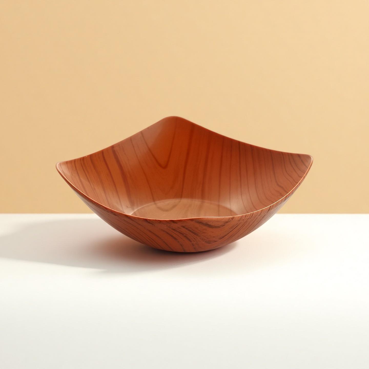 Retro Wood Grain Fruit Bowl: High-End Snack & Fruit Plate in New Chinese Style