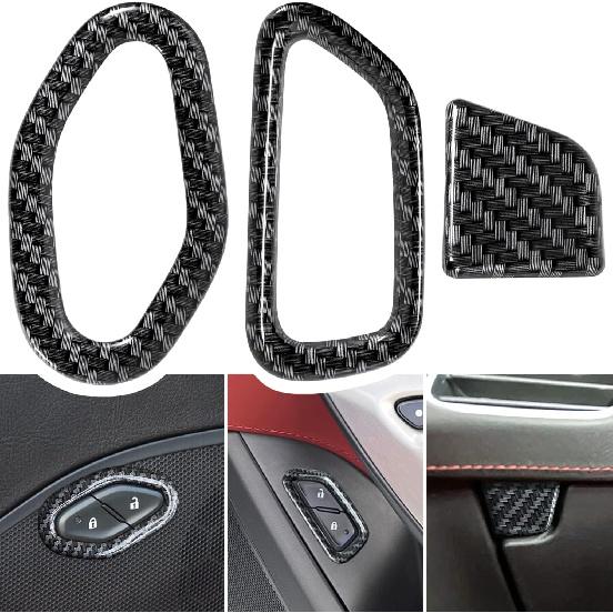 Carbon Fiber Door Lock Switch Button Glove Box Handle Switch Cover Trim for Chevrolet Corvette C7 Z06 Z51 ZR1 Stingray Grand Sport 2014 2015 2016