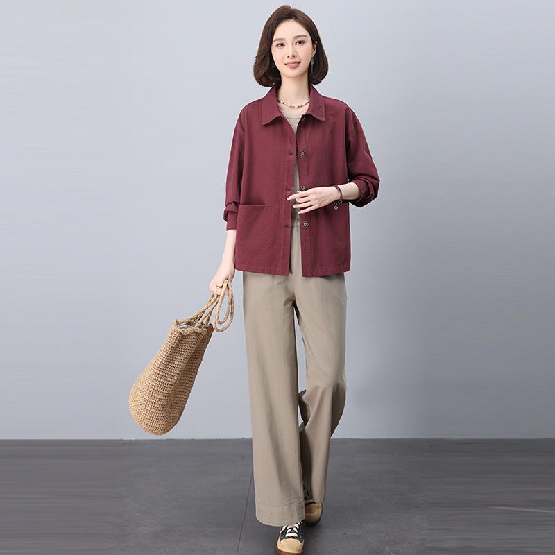 Women's Casual Spring 2025 Fashionable Two-Piece Set - Age-Reducing Outfit for Moms
