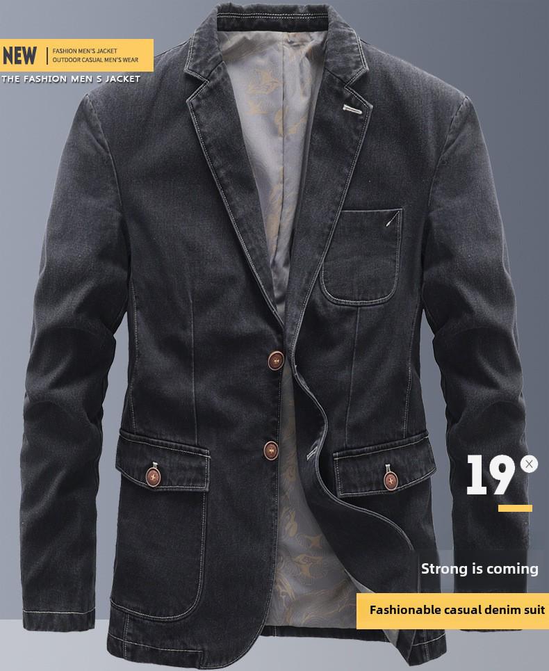 Men's Slim-Fit Denim Jacket - Spring/Autumn Business Casual, Thin Style for Middle-aged & Young