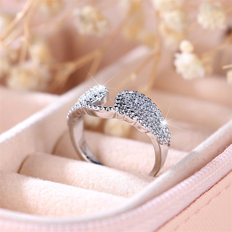 Cute Female White Zircon Stone Ring Trendy Silver Color Engagement Rings For Women Small Wedding Jewelry Gift