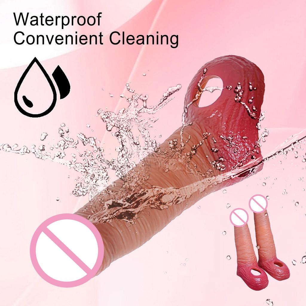 Realistic Penis Enlargement Sleeve Male Dick Cover Masturbador Masculino Dick Bondage Extender Ejaculate Sex Toys for Men 18+