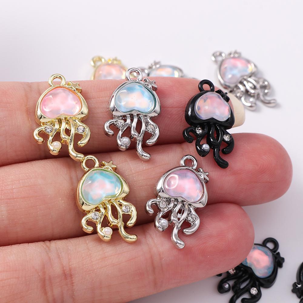 5 Stück Süße Kristall Zirkonia Quallen Anhänger für Schmuckherstellung Halskette Ohrringe Armband DIY Handgemachter Schmuck