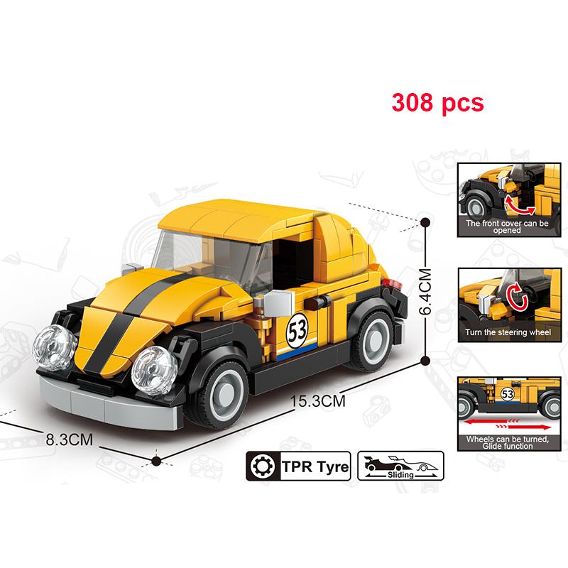 Technischer Speed Car MOC Stadtfahrzeug Rennwagen Rallye Bausteine Ziegel Set Retro Ornament DIY Spielzeug für Erwachsene Geschenke