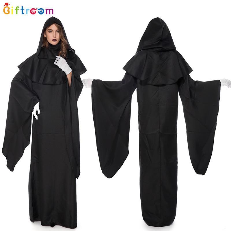 Trendy Adult Dark Witch Cloak Dress Made Of Soft Polyester For Halloween Events