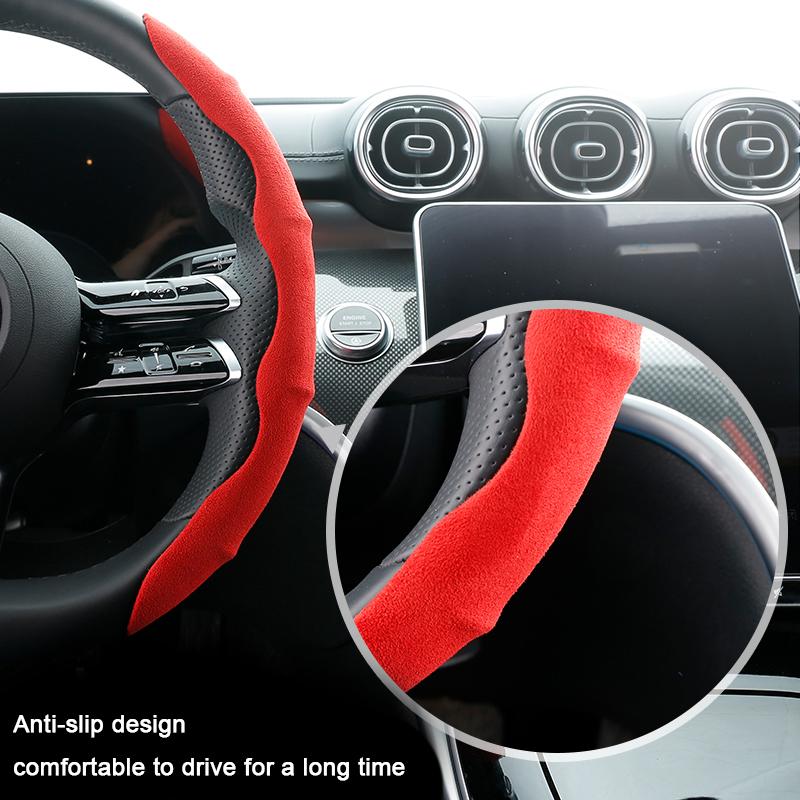 38cm Steering Wheel Cover Deer Fluff 15inch Non-Slip Steering Wheel Booster Cover Auto Car Accessories Cubre Volante