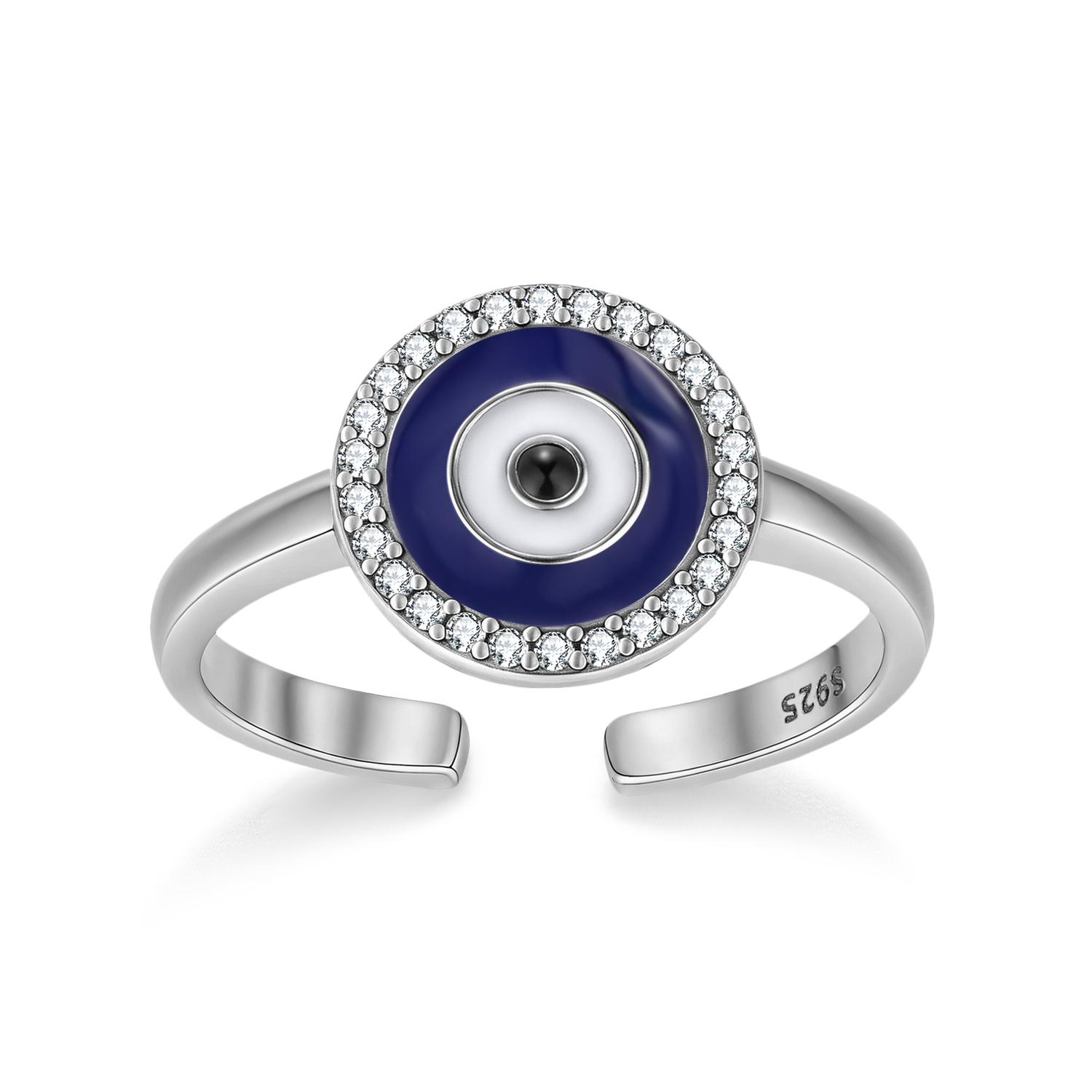 

Devil s Eye Zirconia Resizable Ring Authentic 925 Sterling Silver Finger Rings Jewelry Women Ring Fashion Jewelry Accessory