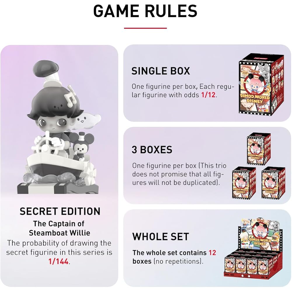 Pop Mart Dimoo World × Disney Blind Box Figure 1 Piece PVC Soft Vinyl Collectible Toy Original Character