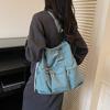 Large Capacity Drawstring Bag Women's Tote Bag Solid Color Shoulder Bag