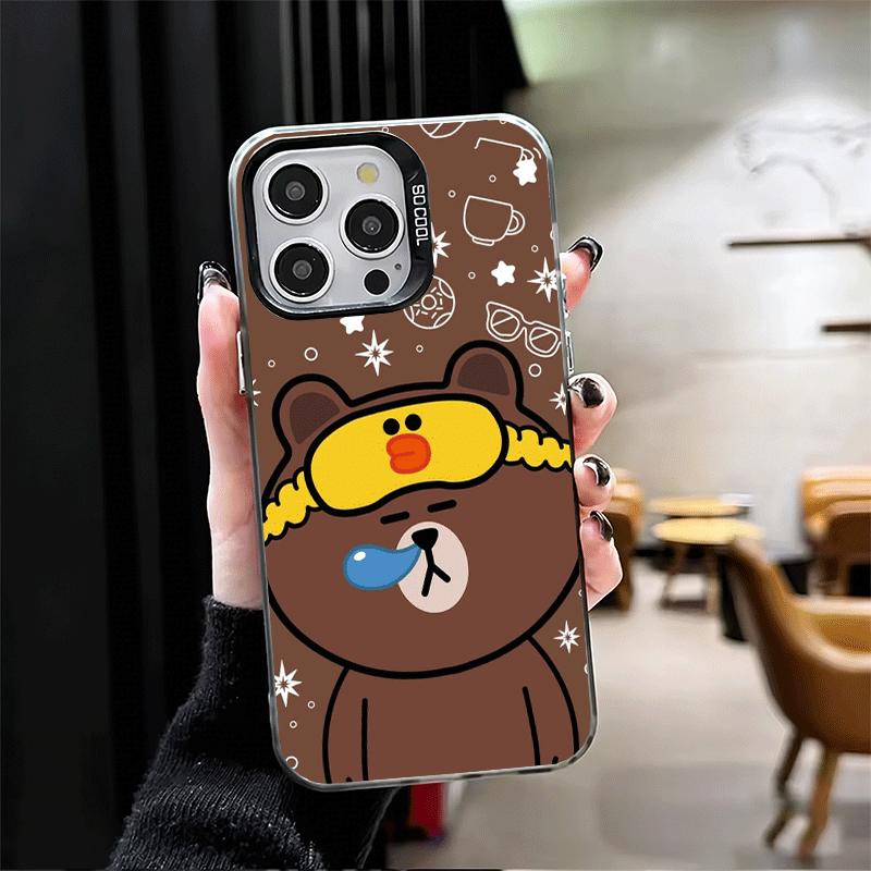 Cartoon Bear Brown Rabbit Soft Phone Case for iPhone 15 16 17 Pro Max 17Air 16E 14 Plus 13 12 Mini Shockproof Cover Back Shell