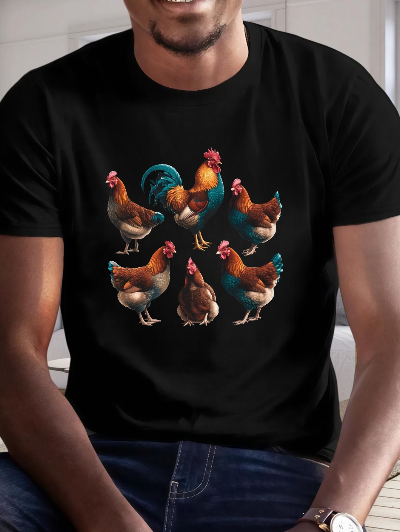 Rooster And Hens Various Poses print tee shirt XXXXL