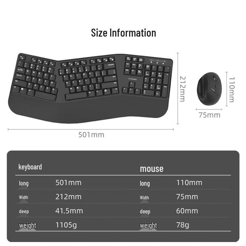 ShanYe Ergonomic Wireless Keyboard and Mouse Set