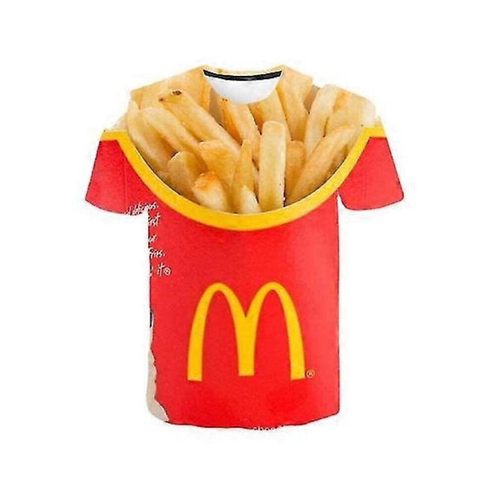 (4XL) Camiseta Impresa 3D de Patatas Fritas para Hombre y Mujer Camiseta Divertida Camiseta Oversize Stree