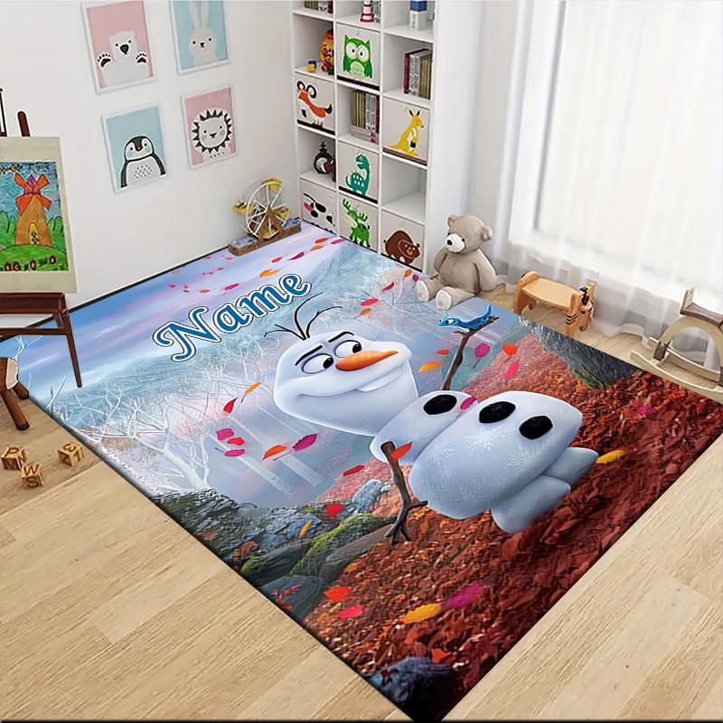 Custom Name Frozen Sisters Embrace Carpet Rug Customizable Soft Washable Anti-Slip Home Living Room Sofa Mats Personalized Rug. 0909282