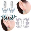 925 Silver Purple Butterfly Earrings Blue Zircon Bowknot Pendants Earrings Women Accessory Gift Valentines Jewelry