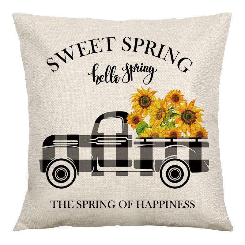 Pillow Farm Sunflower Pillow Cover Happy Summer Thanksgiving Car Waist Support Cushion Home Pillow Cover