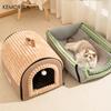 Winter Enclosed Pet Bed Thickened Portable Dog House & Cat Tent with Washable Bedding Needed Bed for Small Medium Large Dogs