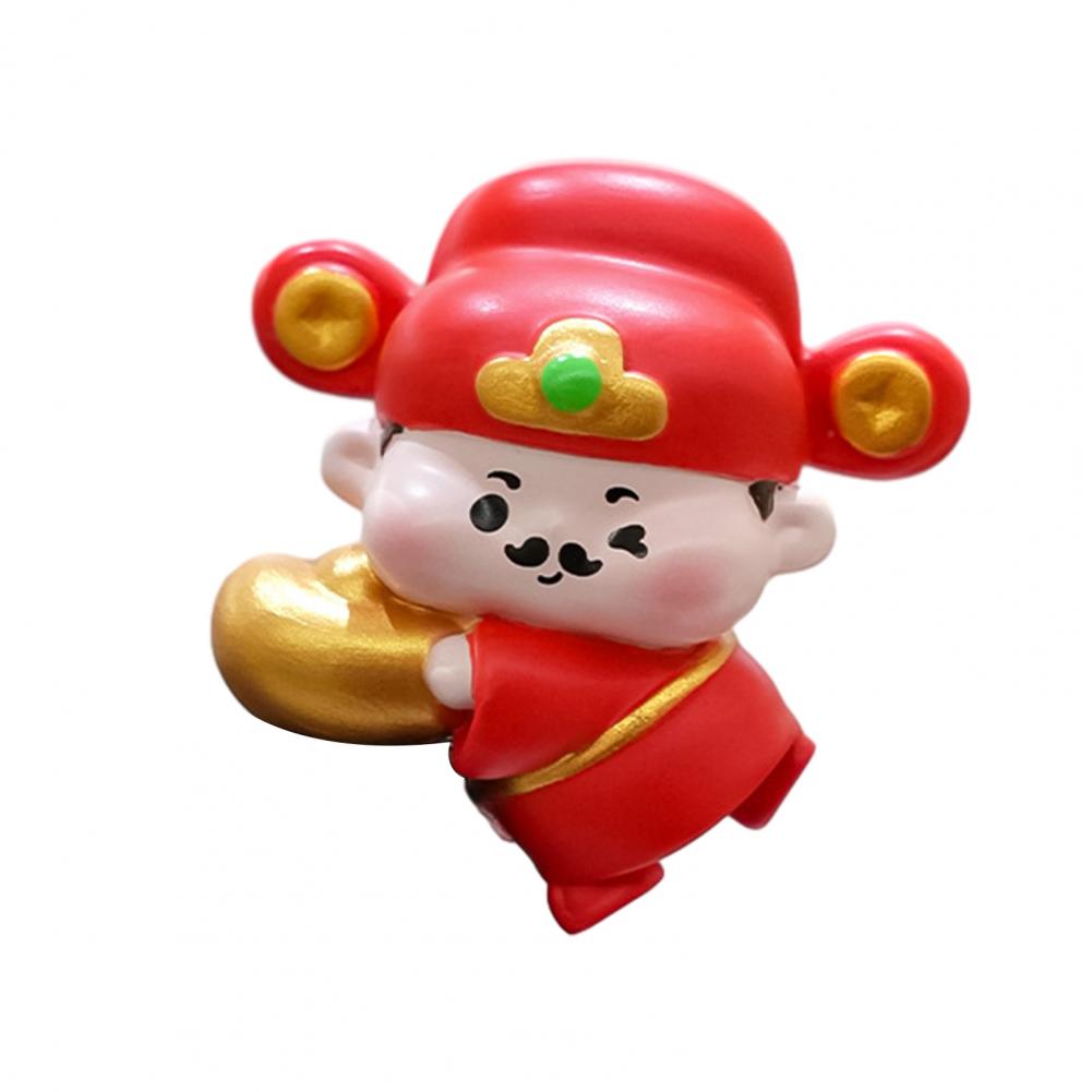 1/4Pcs God Of Wealth Figurine Computer Monitor Decor Cartoon Chinese Immortals Statue Resin Sculpture Car Dashboard Ornament