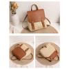 Fashion PU Leather Straw Backpack Retro Design Elegant Look Woven Backpack Luxury Vintage Style Satchel Bag All-match Style