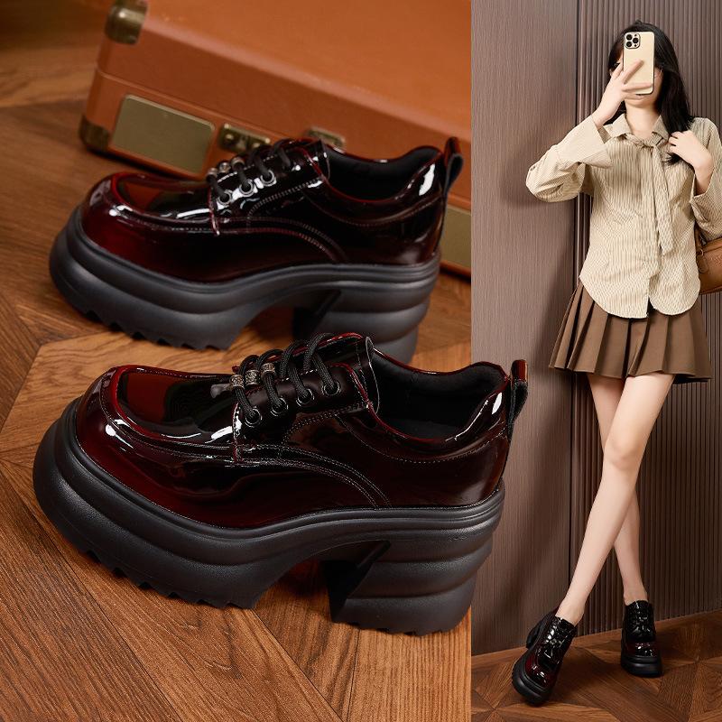 Platform Loafers Women's Autumn and Winter 2025 New Height-increasing Single Shoes British Style Small Leather Shoes Muffin Sole Thick Heel Leather