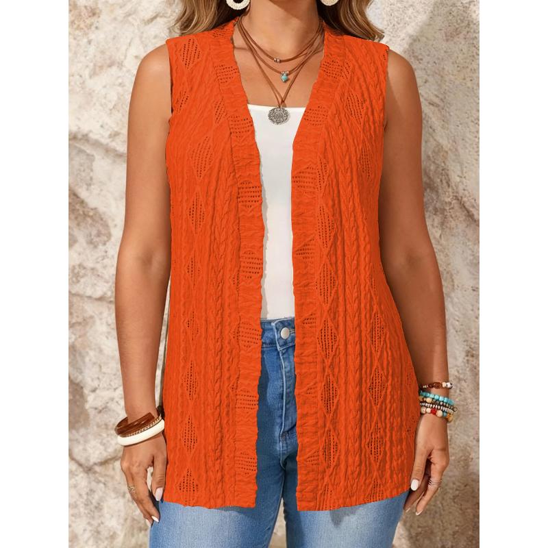 Cardigan lavorato a maglia trasparente aperto davanti da donna Oversize Estivo Leggero Traspirante Top Monocolore Loungewear da Vacanza