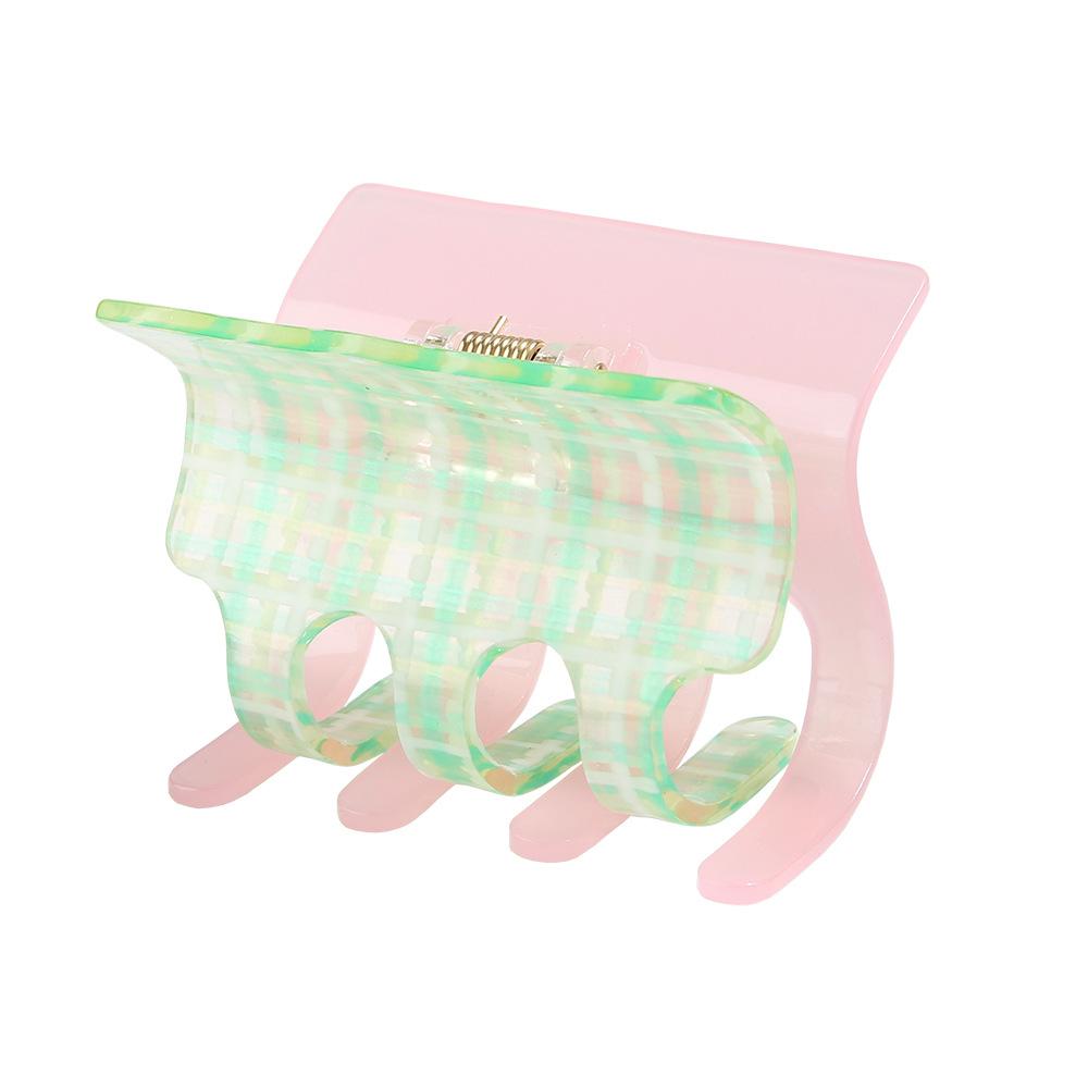 Simple Hair Bun PVC Material Checkered Claw Clip Hair Volume Multi-practical Shark Clip