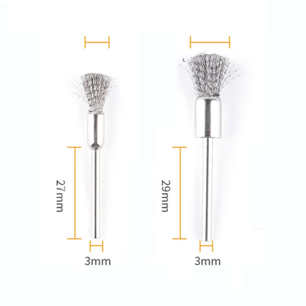 30Pcs Wire Wheel Brushes 3mm Shank Remove Burrs Rust Metal Non-metal Surface Polishing Derusting